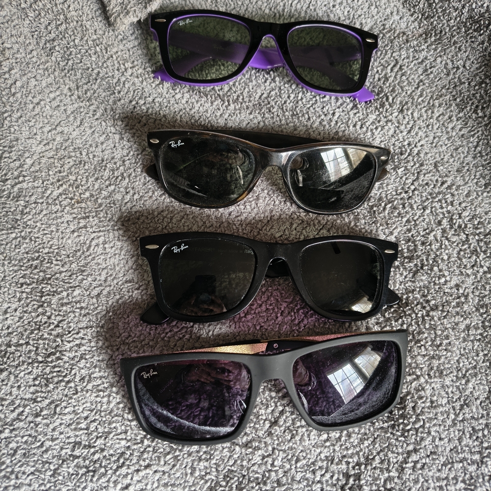 THREE PAIRS Ray-Ban Sunglasses Collection - Black and Purple